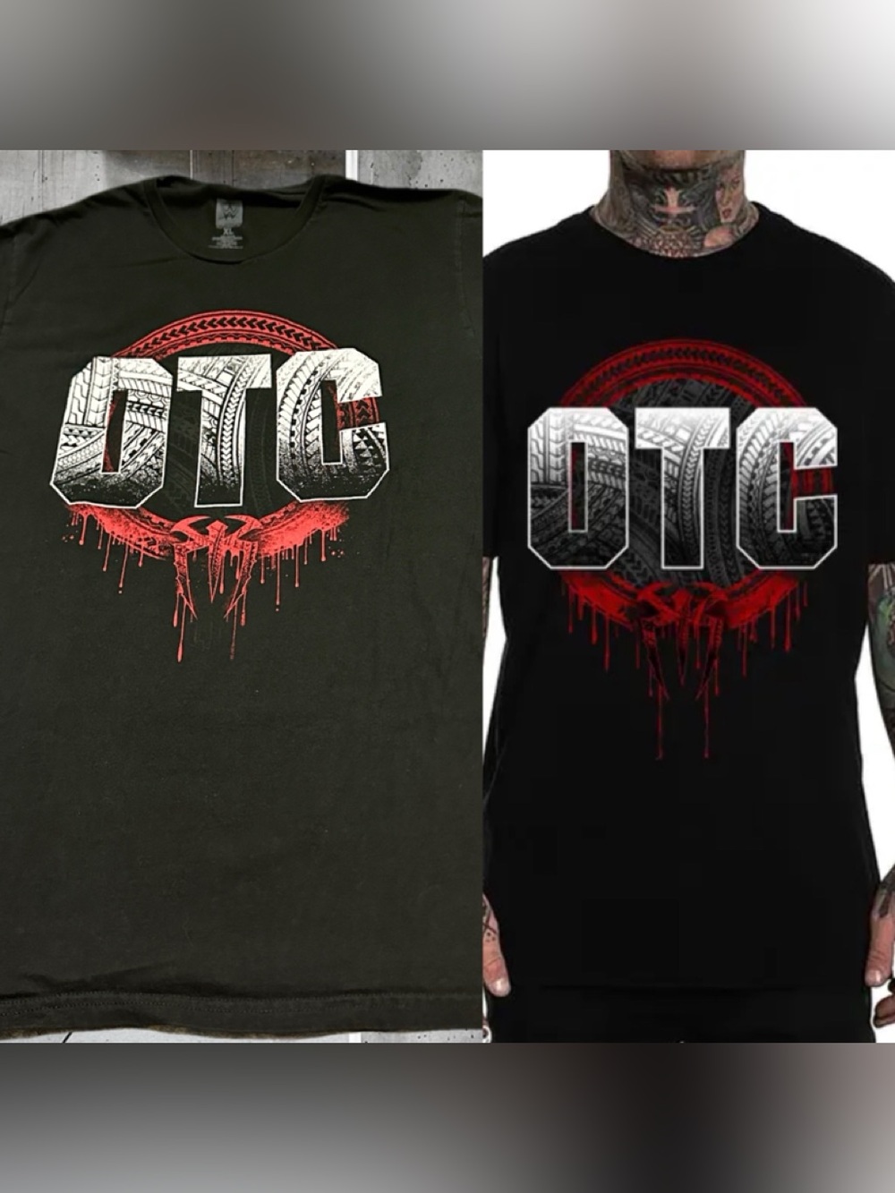 WWE ROMAN REIGNS OTC  Black T Shirt  with Red and White Graphic XL